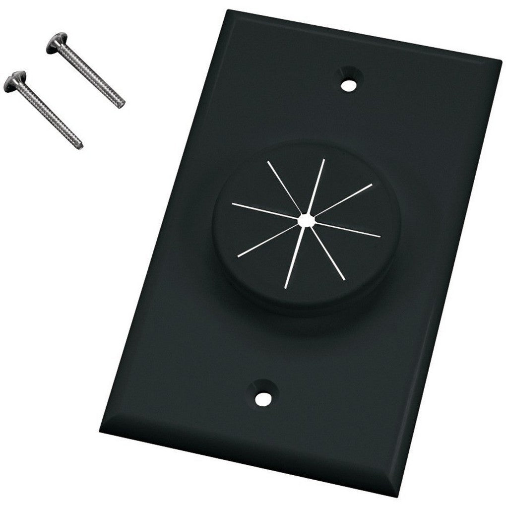Midlite 1GBK-GR1 Single Gang Wireport With Grommet (Black)