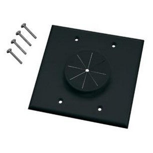 Midlite 2GBK-GR2 Double Gang Wireport Cable Pass Through Wall Plate with Grommet - Black
