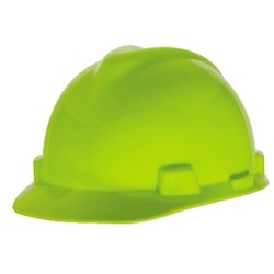 MSA Safety 10061514 | V-Gard Slotted Cap, Hi-Viz Yellow-Green, w/1-Touch Suspension