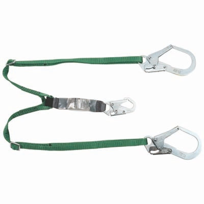 MSA Safety 10191758 | V-Series Twin-Leg Shock-Absorbing Lanyard, 6 ft, 1 Snap Hook and 2 Rebar Hooks