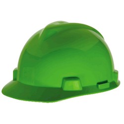 MSA Safety 815558 | MSA V-Gard Slotted Hard Hat 4 Point Stazon Suspension, BRT Lime Green