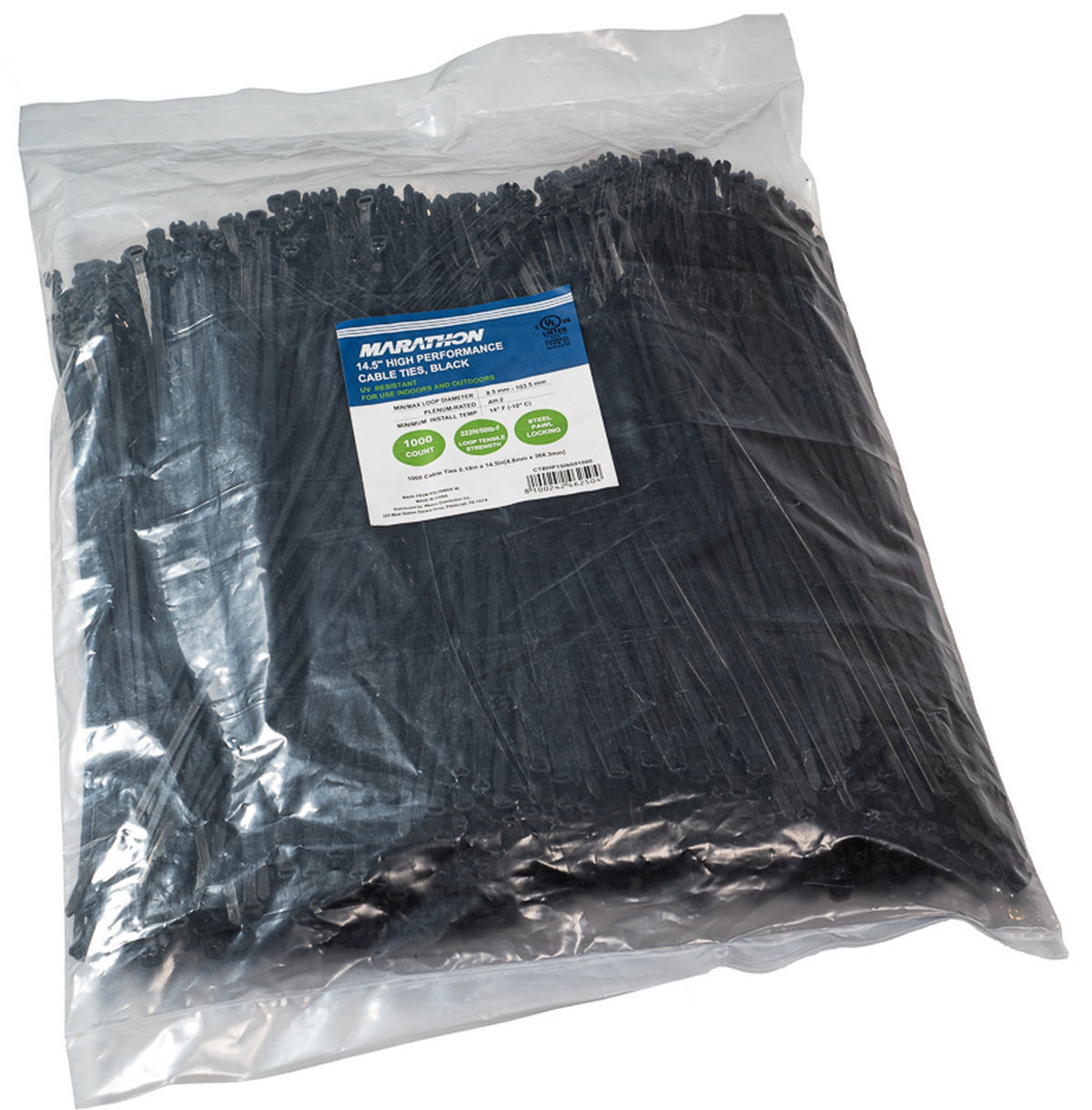 Marathon CTBHP15IN501000 | Cable Tie, Length 14.5 in. (370mm), Nylon 6.6, Tensile Strength 40 lb