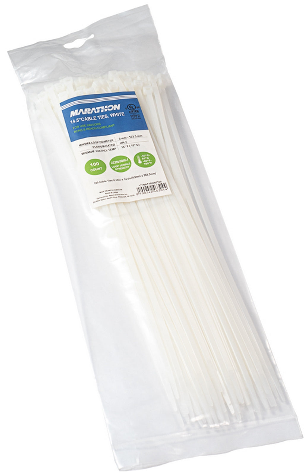 Marathon CTNAT15IN50100 | Cable Tie, Length 14.5 in. (370mm), Nylon 6.6, Tensile Strength 50 lb