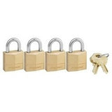 Master Lock 120Q | Padlock, Keyed Alike, 3-Pin Cylinder, 3/4" Width, 7/16" Shackle Clearance, Solid Brass, 4 each per Pack