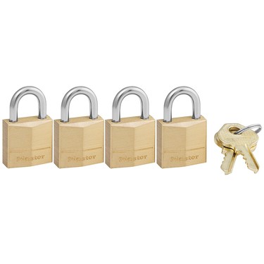 Master Lock 120Q | Padlock, Keyed Alike, 3-Pin Cylinder, 3/4" Width, 7/16" Shackle Clearance, Solid Brass, 4 each per Pack