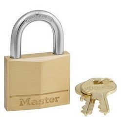Master Lock 140D | Tumbler Padlock, Keyed Different, 4-Pin Cylinder, 1-9/16" Width, 7/8" Shackle Clearance, Solid Brass
