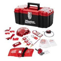 Master Lock 1457VE410KA | Valve and Electrical Lockout Kit in Toolbox, Includes 410 Series Padlocks, Keyed Alike