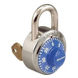 Master Lock 1525BLU V55 LZ1 | Combination Padlock, 1-7/8" Width, 3/4" Shackle Clearance, Stainless Steel, Blue Dial with V55 Key, for Security Purpose