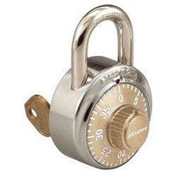 Master Lock 1525GLD NEW SYSTEM | Combination Padlock, 1-7/8" Width, 3/4" Shackle Clearance, Stainless Steel, Gold Dial, for Security Purpose