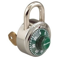 Master Lock 1525GRN V66 | Combination Padlock, 1-7/8" Width, 3/4" Shackle Clearance, Stainless Steel, Green Dial with V66 Key, for Security Purpose
