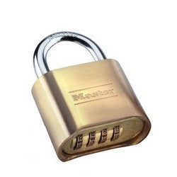 Master Lock 175D | Combination Padlock, Numeric, Resettable, 2" Width, 1" Shackle Clearance, Brass