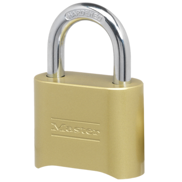 Master Lock 175D | Combination Padlock, Numeric, Resettable, 2" Width, 1" Shackle Clearance, Brass