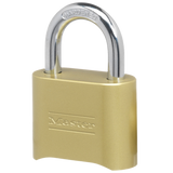 Master Lock 175D | Combination Padlock, Numeric, Resettable, 2" Width, 1" Shackle Clearance, Brass