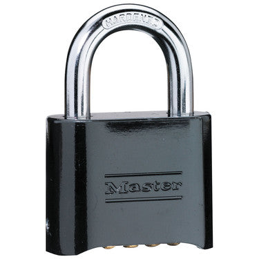 Master Lock 178BLK | Combination Padlock, Resettable, 2" Width, 1" Shackle Clearance, Die-Cast Zinc, Black, 24 per Box