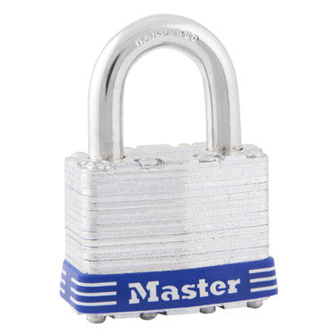 Master Lock 1D | Tumbler Padlock, Keyed Different, 4-Pin Cylinder, 1-3/4" Width, 15/16" Shackle Clearance, Laminated Steel