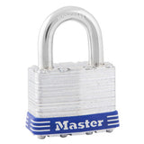 Master Lock 1D | Tumbler Padlock, Keyed Different, 4-Pin Cylinder, 1-3/4" Width, 15/16" Shackle Clearance, Laminated Steel