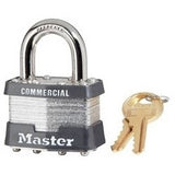 Master Lock 1DCOM | Tumbler Padlock, Keyed Different, 4-Pin W1 Cylinder, 1-3/4" Width, 15/16" Shackle Clearance, Laminated Steel, for Commercial