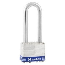 Master Lock 1DLJ | Tumbler Padlock, Keyed Different, 4-Pin Cylinder, 1-3/4" Width, 2-1/2" Shackle Clearance, Laminated Steel