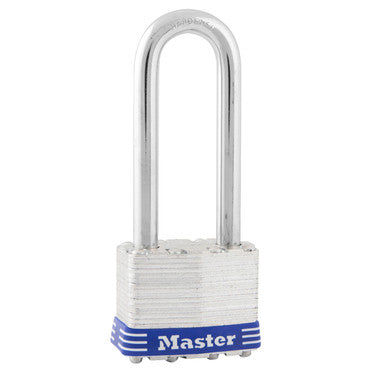 Master Lock 1DLJ | Tumbler Padlock, Keyed Different, 4-Pin Cylinder, 1-3/4" Width, 2-1/2" Shackle Clearance, Laminated Steel