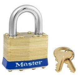 Master Lock 2 KA 2532 | Tumbler Padlock, Keyed Alike, 4-Pin W1 Cylinder, 1-3/4" Width, 15/16" Shackle Clearance, Laminated Brass with (2) 2532 Key