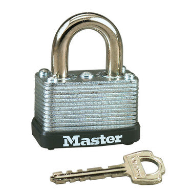 Master Lock 22D | Padlock, Warded, Keyed Different, 1-1/2" Width, 5/8" Shackle Clearance, Laminated Steel