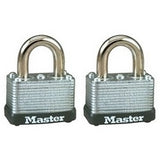 Master Lock 22T | Padlock, Warded, Keyed Different, 1-1/2" Width, 5/8" Shackle Clearance, Laminated Steel, 2 each per Pack