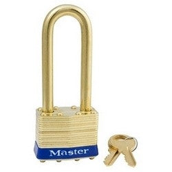 Master Lock 2BLJ KA X2091 | Tumbler Padlock, Keyed Alike, 4-Pin W1 Cylinder, 1-3/4" Width, 2-1/2" Shackle Clearance, Laminated Brass with (2) X2091 Key