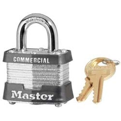 Master Lock 3 KA 3443 | Tumbler Padlock, Keyed Alike, 4-Pin W1 Cylinder, 1-9/16" Width, 3/4" Shackle Clearance, Laminated Steel with (2) 3443 Key