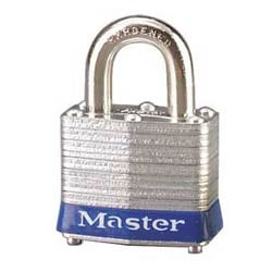 Master Lock 3 KA 2002 | Tumbler Padlock, Keyed Alike, 4-Pin W1 Cylinder, 1-9/16" Width, 3/4" Shackle Clearance, Laminated Steel with (2) 2002 Key