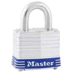 Master Lock 3 KD | Tumbler Padlock, Keyed Different, 4-Pin Cylinder, 1-9/16" Width, 3/4" Shackle Clearance, Laminated Steel