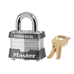 Master Lock 3 MK SM15 | Laminated Steel Padlock, 1-9/16" Body, 3/4" Steel Shackle, Master Keyed SM15
