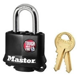 Master Lock 311D | Tumbler Padlock, Keyed Different, 4-Pin Cylinder, 1-9/16" Width, 1-1/16" Shackle Clearance, Laminated Steel, Black