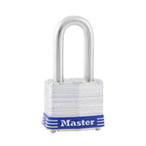 Master Lock 3DLF | Tumbler Padlock, Keyed Different, 4-Pin Cylinder, 1-9/16" Width, 1-1/2" Shackle Clearance, Laminated Steel