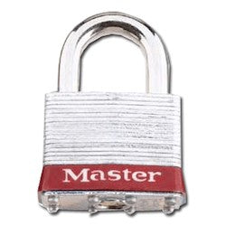 Master Lock 3KARED | Laminated Steel Padlock, 3/4" Shackle, Red, Keyed Alike