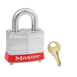 Master Lock 3KARED | Laminated Steel Padlock, 3/4" Shackle, Red, Keyed Alike