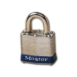 Master Lock 3LFBLU | Laminated Steel Padlock, 1-1/2" Long Shackle, Blue