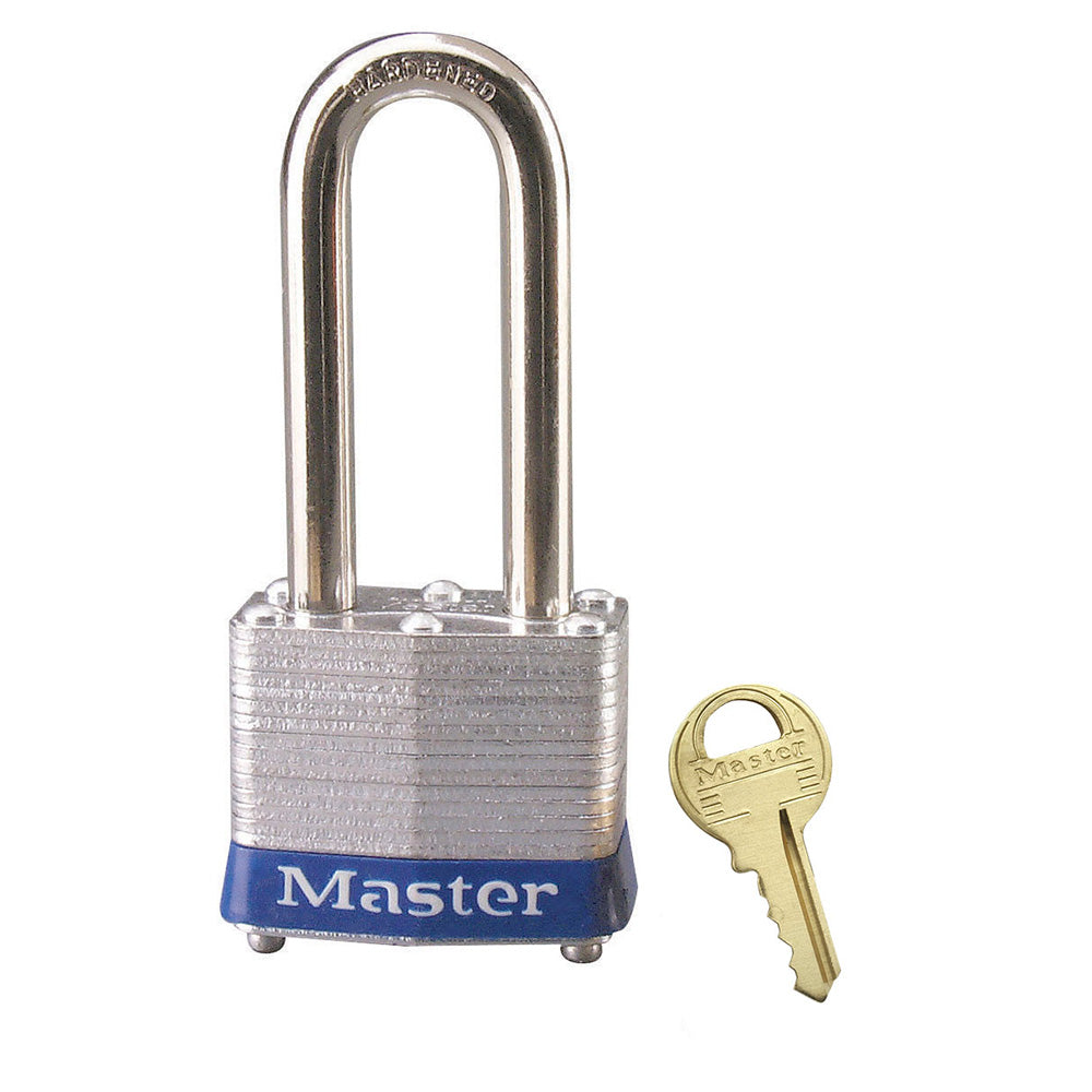 Master Lock 3LHBLU | Padlock, Safety, Shackle L x Dia, Blue Bumper, Keyed Different