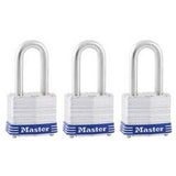 Master Lock 3TRILF | Tumbler Padlock, Keyed Alike, 4-Pin Cylinder, 1-9/16" Width, 1-1/2" Shackle Clearance, Laminated Steel