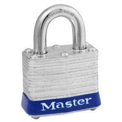 Master Lock 3UP | Tumbler Padlock, Keyed Alike, Universal, 4-Pin Cylinder, 1-9/16" Width, 3/4" Shackle Clearance, Laminated Steel