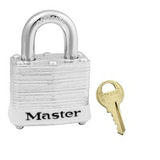 Master Lock 3WHT | Laminated Steel Safety Padlock, White, 1-9/16" Wide Body, 3/4" Shackle