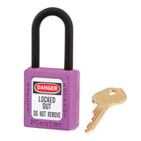 Master Lock 406PRP | Safety Padlock, 1-1/2" Body, 1-1/2" Shackle, Purple, Keyed Different