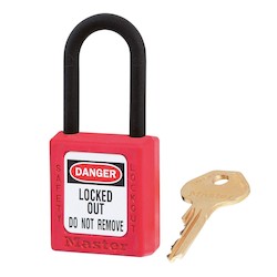 Master Lock 406RED | Zenex™ Thermoplastic Safety Padlock, Red, 1-1/2" Body, 1-1/2" Shackle