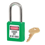Master Lock 410GRN | Safety Padlock, 1.75" Xenoy Body, 1.5" Steel Shackle, Keyed Different, Green