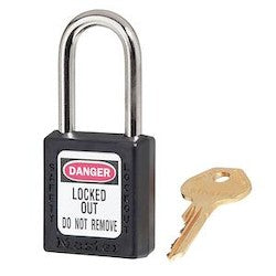 Master Lock 410KABLK | Zenex Thermoplastic Safety Padlock, Black, 1-1/2" Body, 1-1/2" Shackle