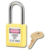 Master Lock 410YLW | Zenex™ Safety Padlock, Yellow, 1.75" Body, 1.5" Steel Shackle, Keyed Different
