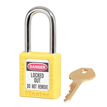 Master Lock 410YLW | Zenex™ Safety Padlock, Yellow, 1.75" Body, 1.5" Steel Shackle, Keyed Different