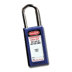 Master Lock 411BLU | Safety Padlock, 3" Xenoy Body, 1.5" Steel Shackle, Keyed Different, Blue