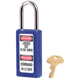 Master Lock 411BLU | Safety Padlock, 3" Xenoy Body, 1.5" Steel Shackle, Keyed Different, Blue