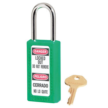 Master Lock 411GRN | Zenex™ Thermoplastic Safety Padlock, Green, 3" Body, 1.5" Steel Shackle, Keyed Different