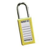 Master Lock 411YLW | Safety Padlock, 3" Xenoy Body, 1.5" Steel Shackle, Keyed Different, Yellow